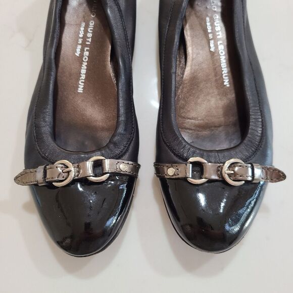 AGL Attilio Giusti Leombruni Black Ballet Flats Size 8 Work Office Comfy Italian - Picture 2 of 8
